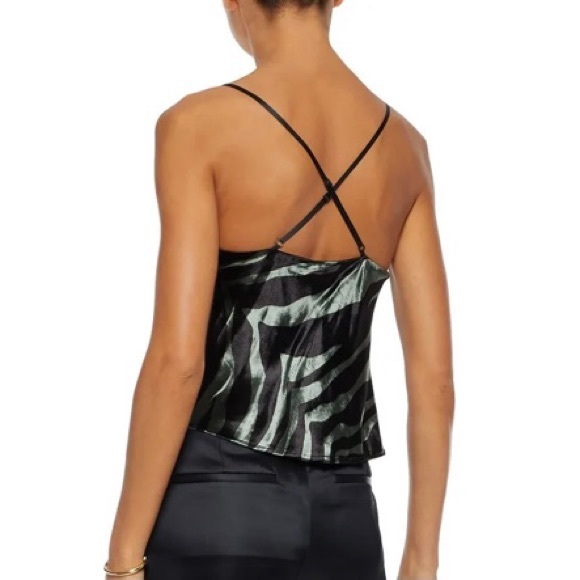 NEW MICHELLE MASON GREEN ASYMMETRIC DRAPED ZEBRA PRINT TOP - Picture 5 of 9